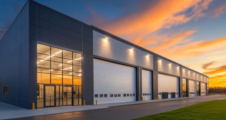Éclairage extérieur d'un bâtiment industriel