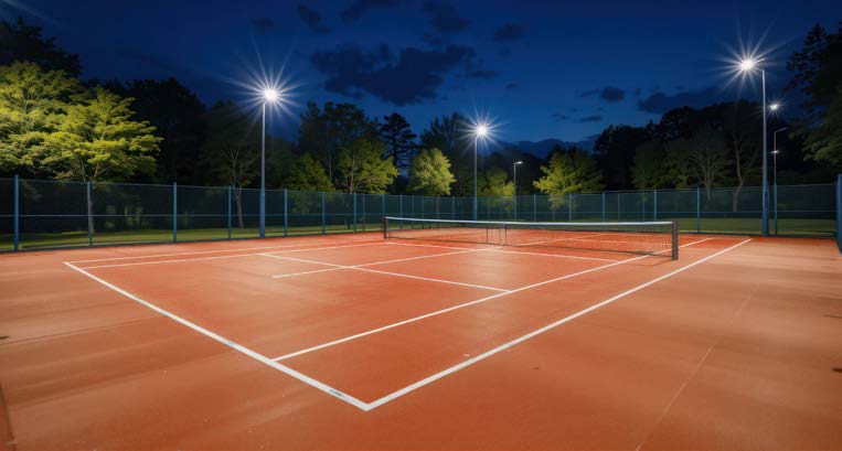Éclairage professionnel d'un court de tennis